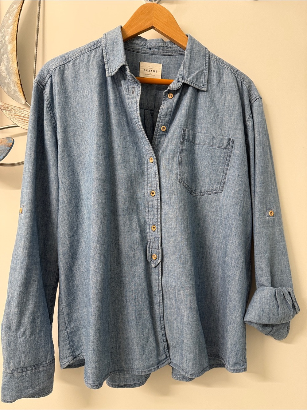 Sézane Flora Chambray Shirt